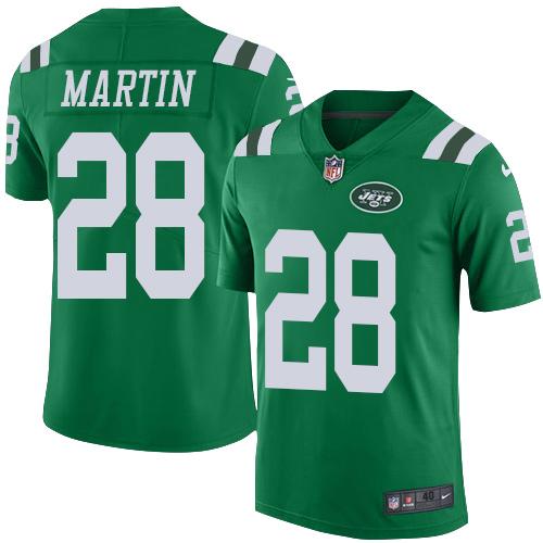 Nike Jets #28 Curtis Martin Green Men's Stitched NFL Elite Rush Jersey - Click Image to Close